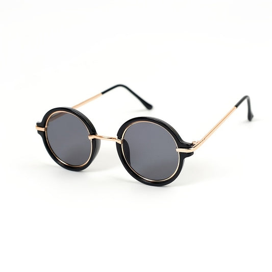 Children's Vintage Round Frame Sunglasses Metal Temple PC Frame