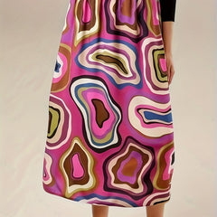  Allover Print Elastic Waist High Rise Skirt