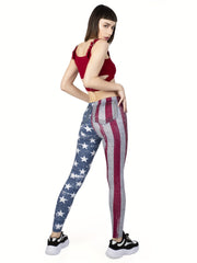 American Flag Print Leggings High Waist Slim Fit Women's Clothing