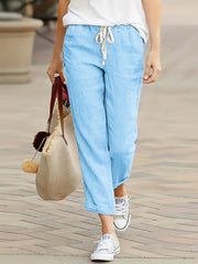 Women's Plus Solid Drawstring Elastic Waist Soft Harem Pants