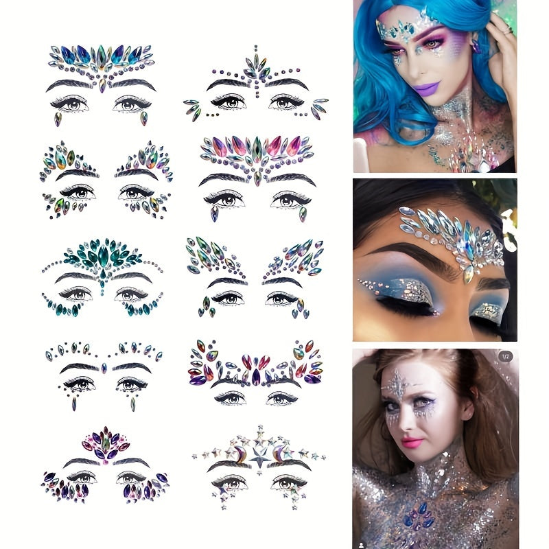 Mermaid Face Gems Music Y2k Jewels Crystals Bindi