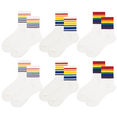 Girls Kids Rainbow Socks Striped Breathable Sports Socks for Spring Summer