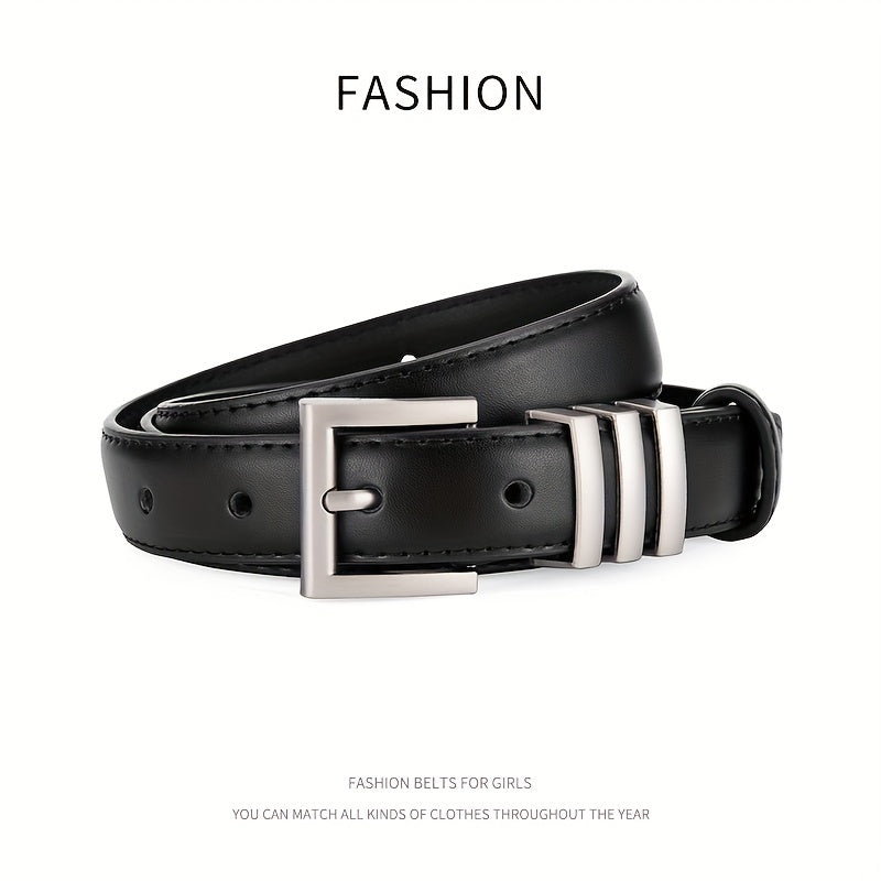 Classic Square Pin Buckle Belt Solid Casual Leather Belt
