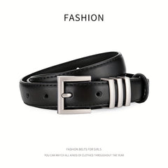 Classic Square Pin Buckle Belt Solid Casual Leather Belt