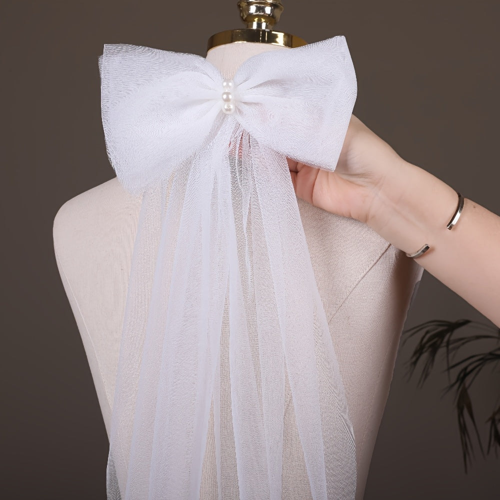 Bridal Veil with Bow Detail Short One Size Fits All