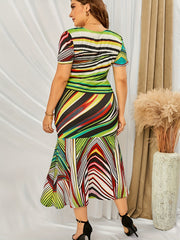  Abstract Print Mermaid Dress