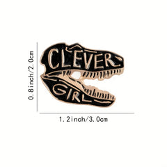 Jurassic T-Rex Skull Brooch Clever Girl Dinosaur Skeleton Pin