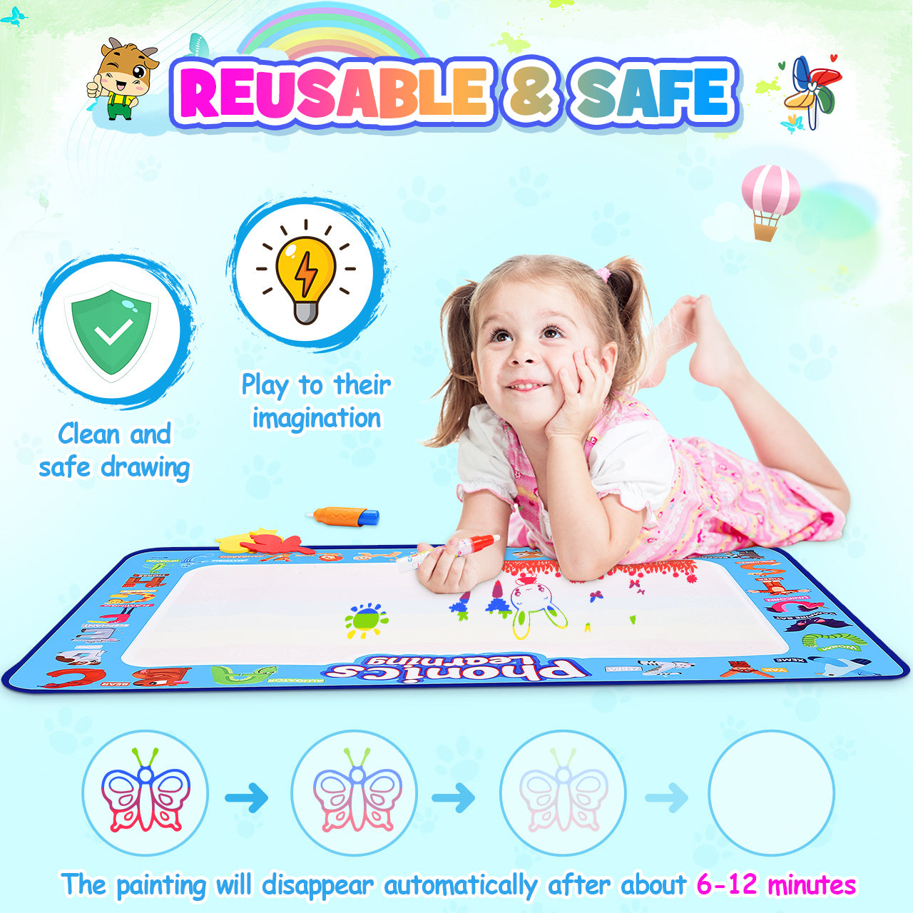 Water Mat Educational Toy for Girls, Birthday Gift