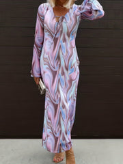  Women's Tie Dye Flare Sleeve Maxi Dress