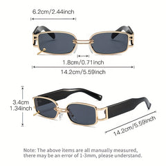 Y2K Rectangle Frame Sunglasses Metal Ring Decor Glasses Vacation UV400