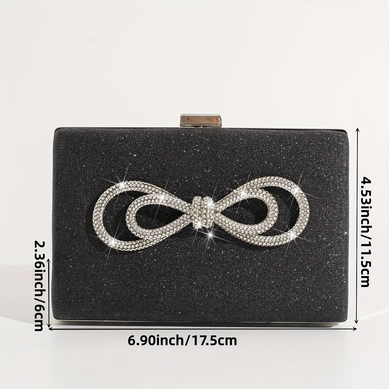 Glitter Rhinestone Bowknot Dinner Bag Clutch Square Evening Bag