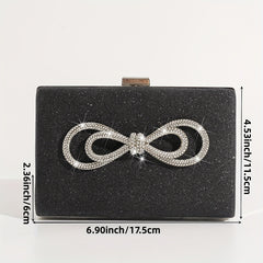Glitter Rhinestone Bowknot Dinner Bag Clutch Square Evening Bag
