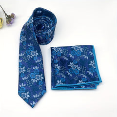 Men's Flower Print Tie & Pocket Towel Set Business Wedding Daily Accessories