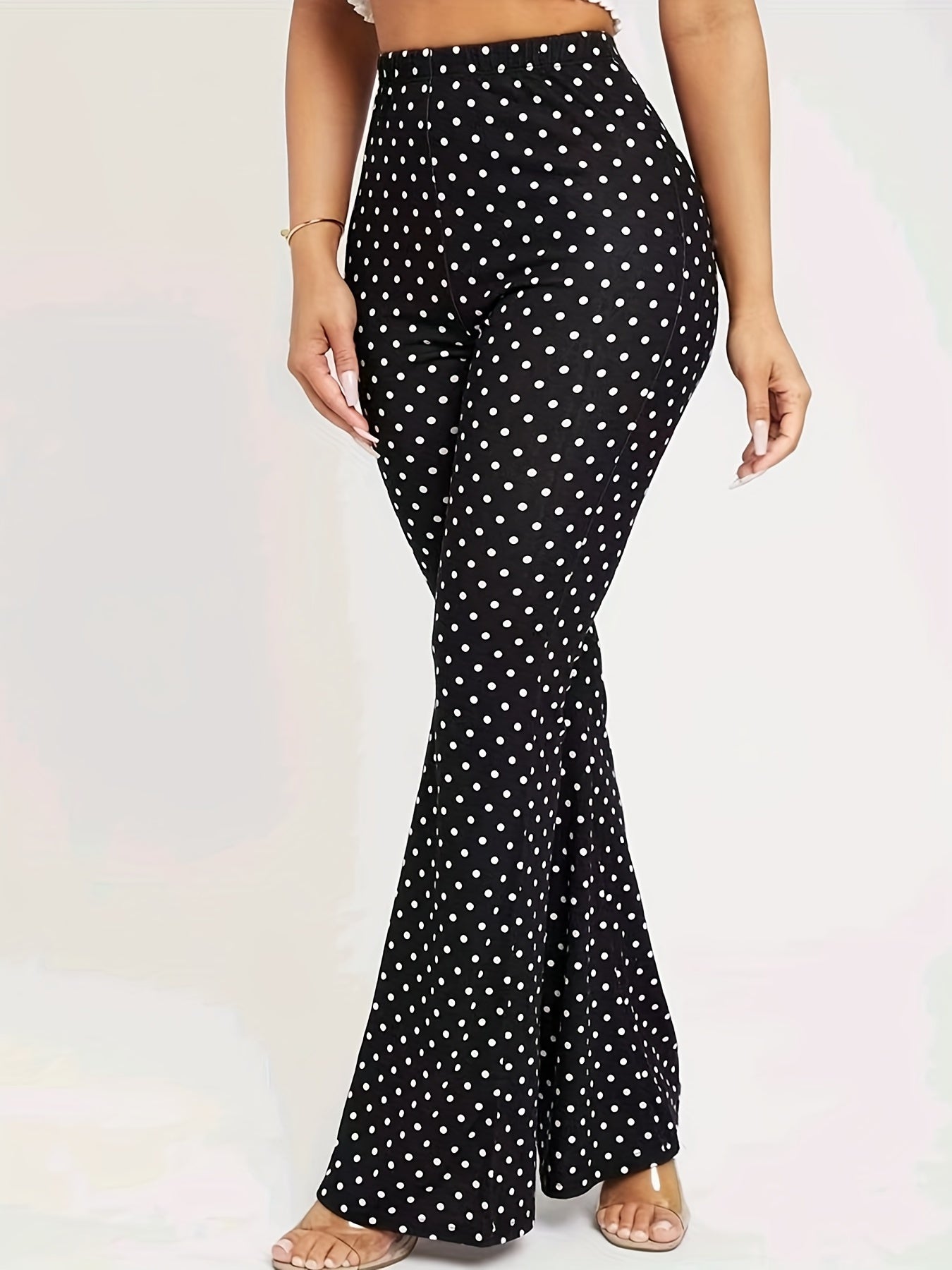 Women's Polka Dot High Waist Flare Leggings for Yoga and Running