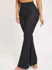 Women's Polka Dot High Waist Flare Leggings for Yoga and Running