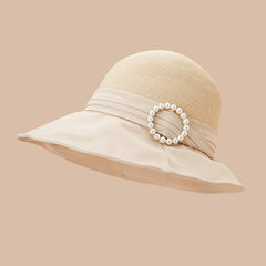 Bucket Hat Mens Womens Summer Thin UV Protection Rolled Edge Straw Sunshade