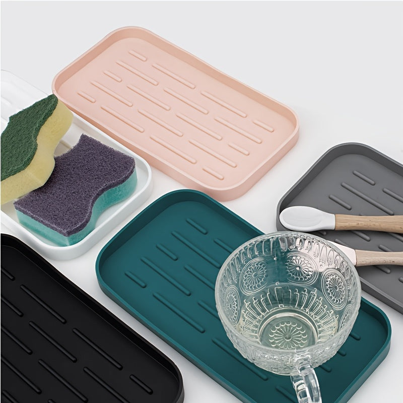 Silicone Draining Tray Kitchen Bathroom Storage Shelf