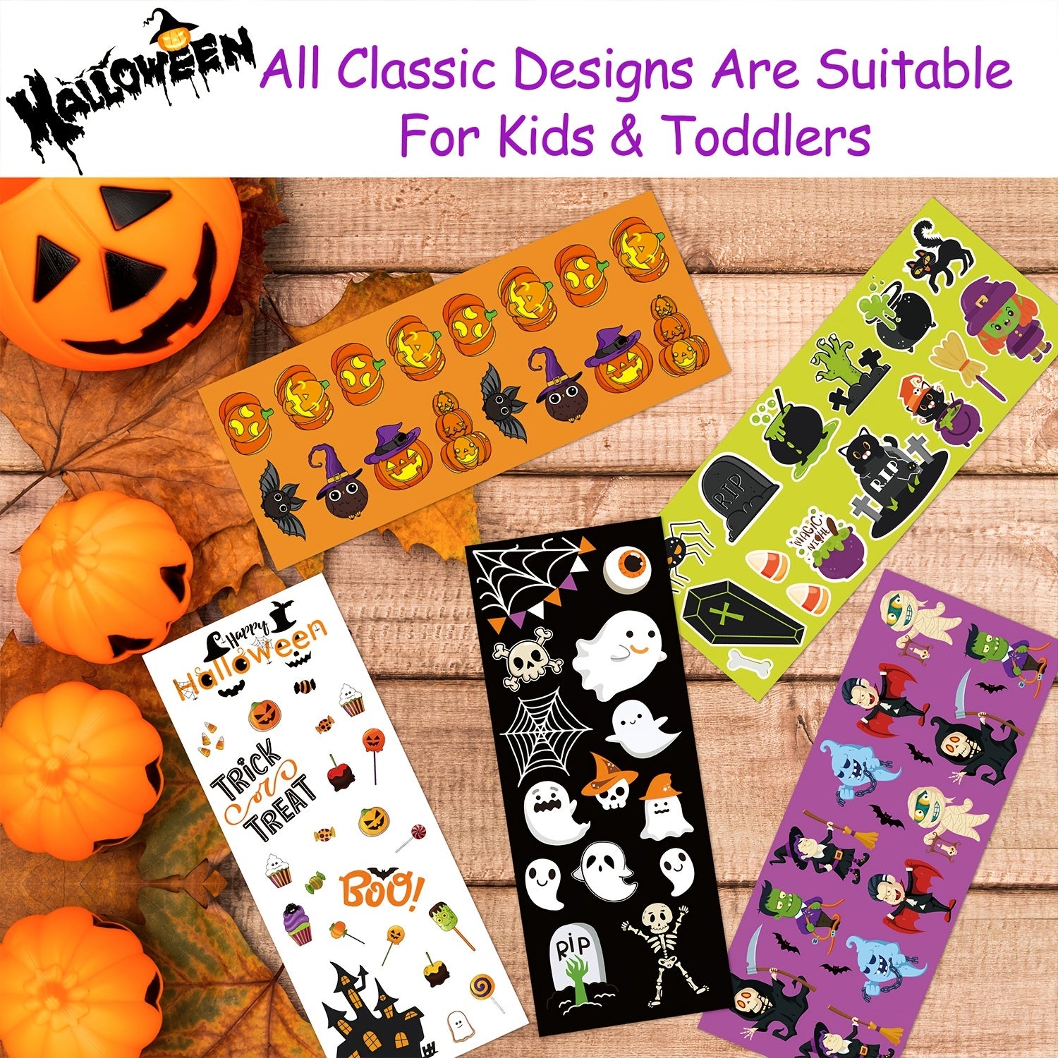 Halloween Stickers Bulk Waterproof Vinyl Stickers for Treat Bags Goodie Bags