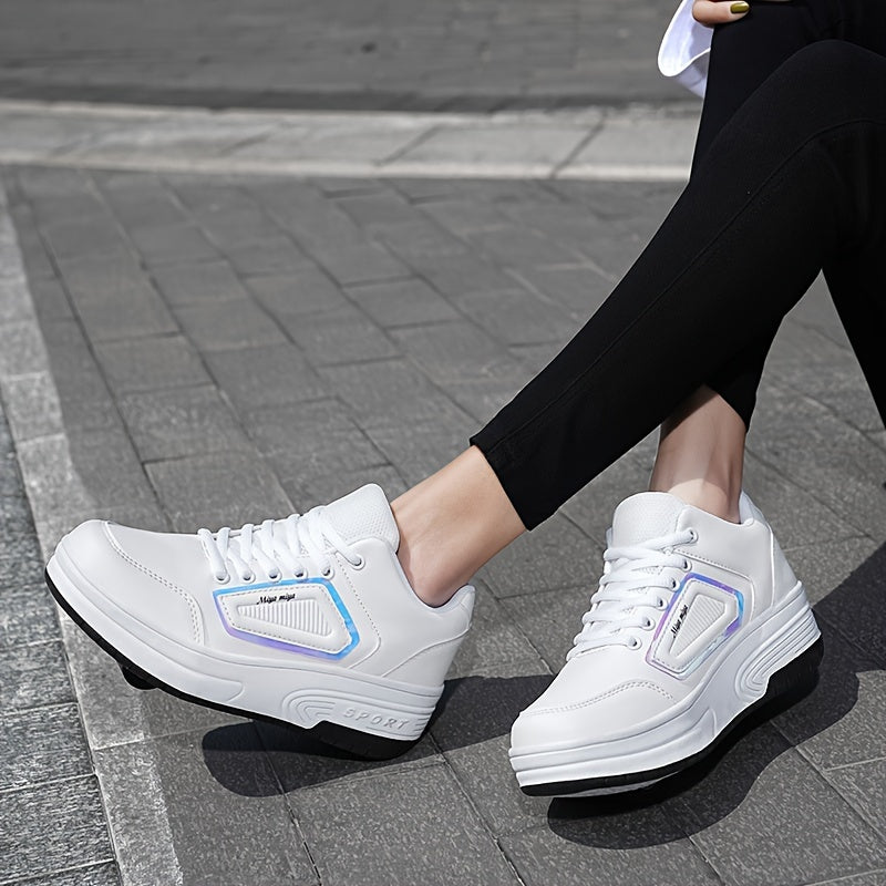 Solid Lace Up Roller Shoes For Boy's Teens