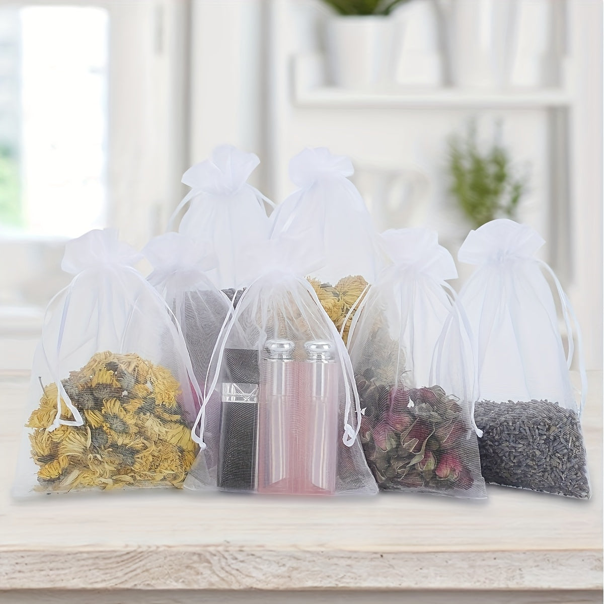 10pcs Organza Bags 4x6 Inches Clear Drawstring Gift Bags