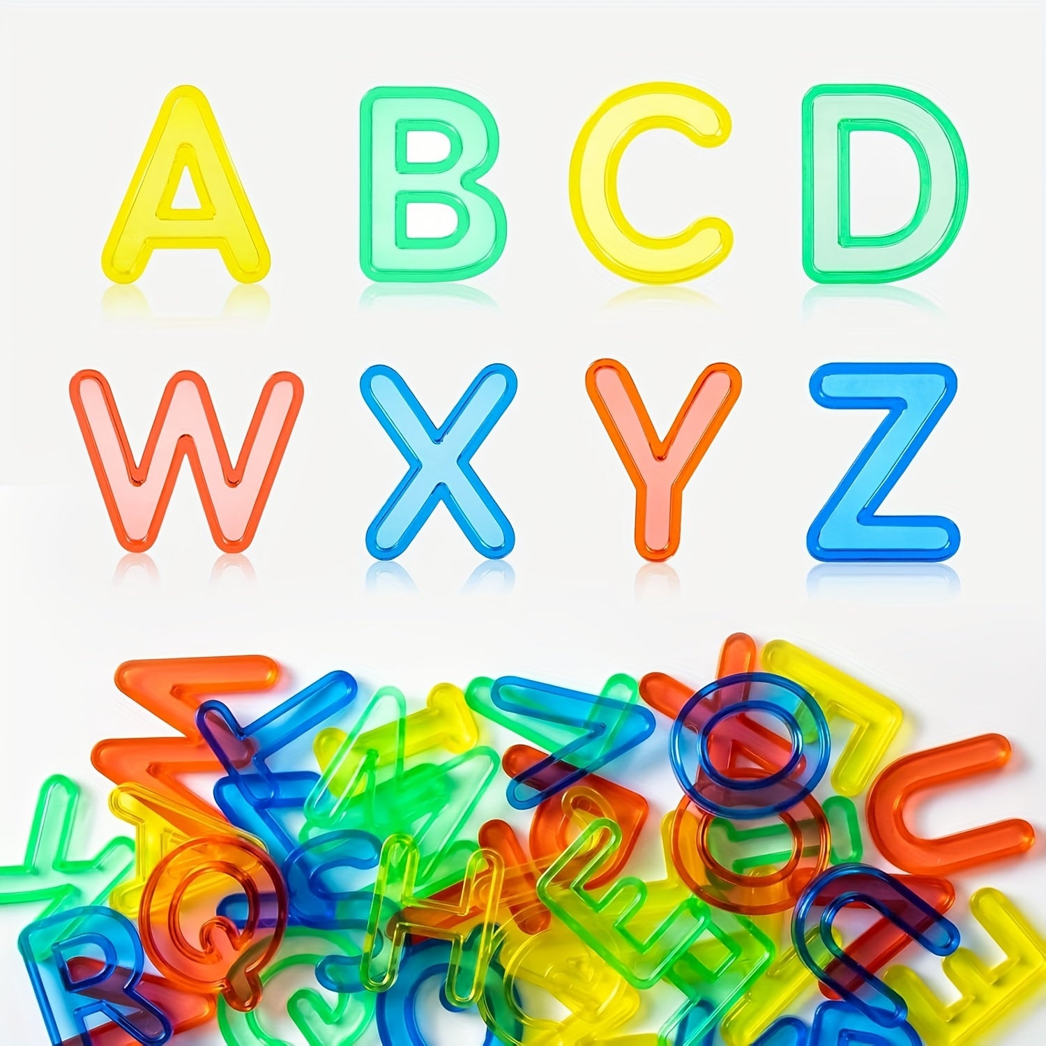 52pcs Transparent Plastic Capital Letters Set - Colorful Letters for Ears