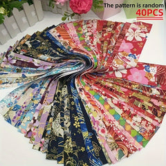 40pcs Vibrant Japanese Kimono Fabric Strips Floral Geometric Patterns DIY Crafts