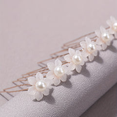 6pcs Faux Pearl Flower Hair Stick Bridal Hair Fork Wedding Hairpin