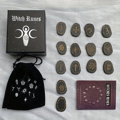 14pcs Wood Runes Stone Set Engraved Rune Symbol For Divination