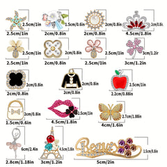 23PCS Rhinestone Flower Butterfly Shoe Charms For Clogs Sandals DIY Accessories