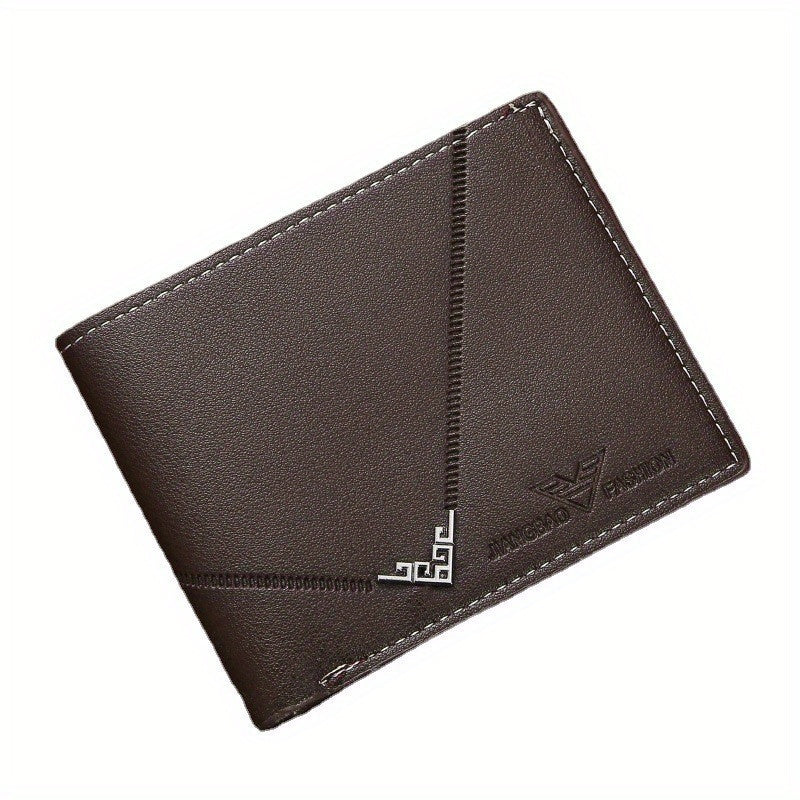 Men's Short Money Clip Wallet Youth Card Holder Horizontal Leather Clip