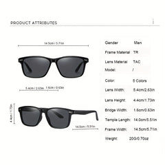 Polarized Sunglasses Men Driving Fishing UV Protection TR90 Retro Square