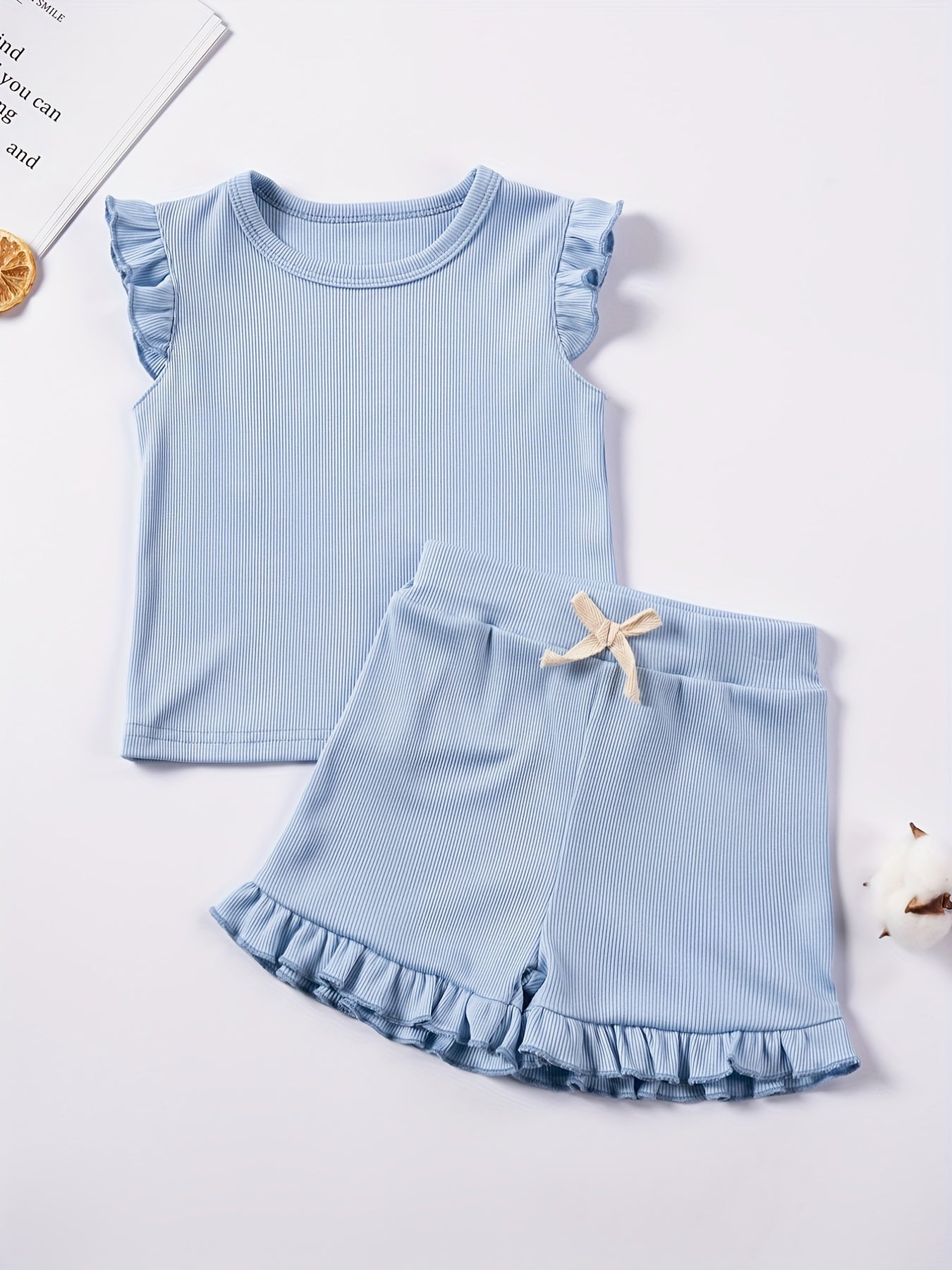 2Pcs Toddler Girls Summer Outfit Sleeveless Tops Shorts Set