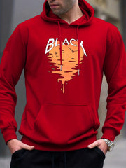 Heart Shape Print Hoodie Men's Graphic Pullover Hoodie