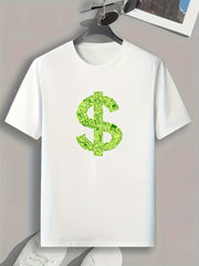 Dollar Symbol Print Men's Graphic T-shirt for Summer