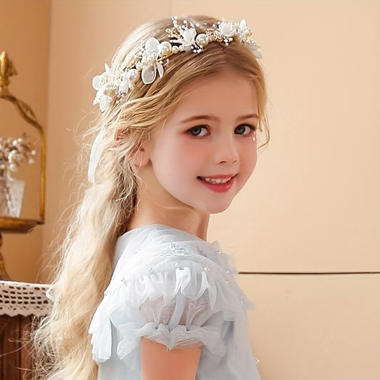 Flower Faux Pearl Headband Hair Accessories for Wedding Party