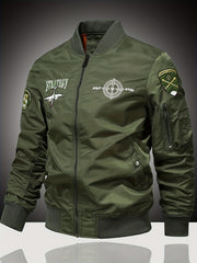 Embroidered Patch Men's Slim Fit Sports Jacket