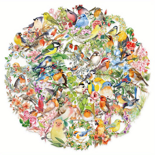 Set of 50 Watercolor Bird Stickers for Decorating - Fun & Transparent