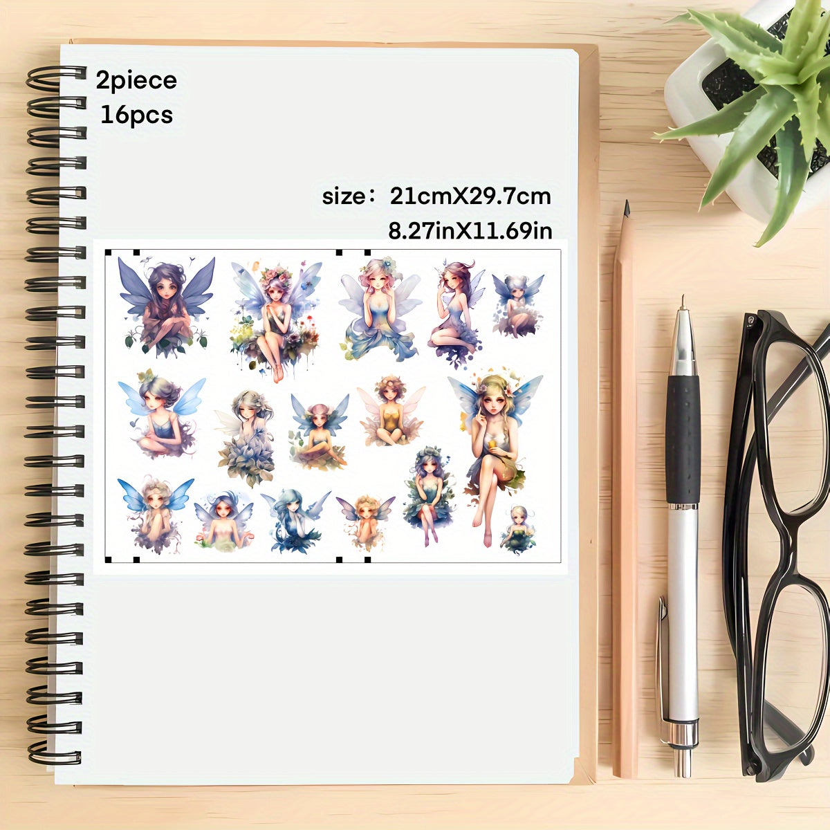 16pcs Retro Flower Fairy Elf Stickers Scrapbook Journal Supplies