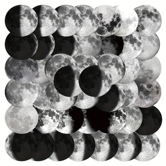 50pcs Moon Stickers Phone Case Laptop Water Cup Waterproof Decorative Stickers