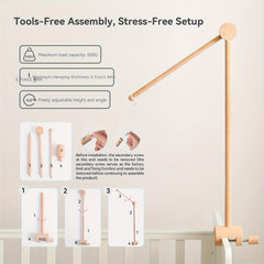 Adjustable Wooden Rotating Kids Bed Frame Khaki 18M Kids Bed Accessory