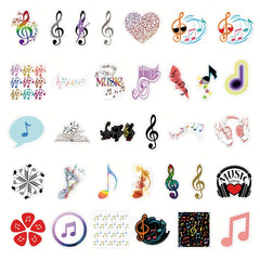 60pcs Music Themed Stickers Water Bottles Laptops Guitars