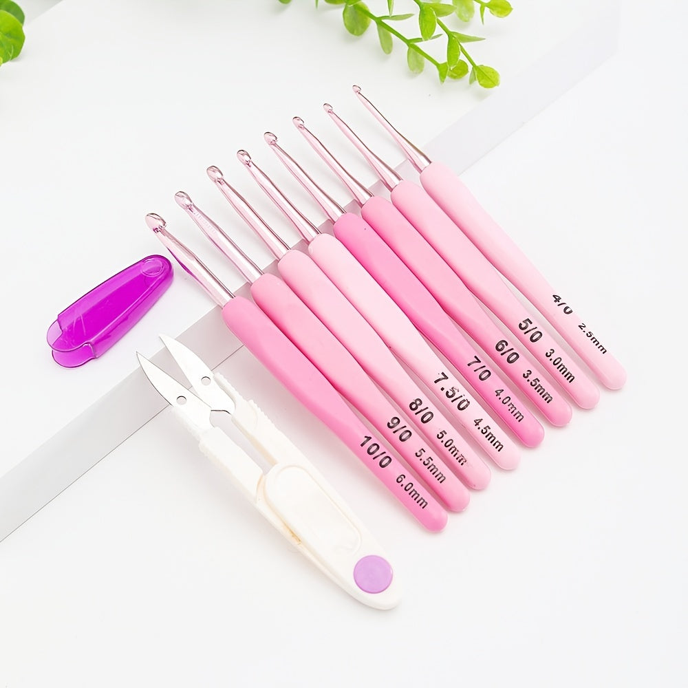 8pcs Thick Handle Sweater Needle Fine Gradient Soft Handle Crochet Set