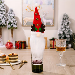 Christmas Tree Wine Bottle Set Antlers Top Hat Dwarf Lid Faceless Doll