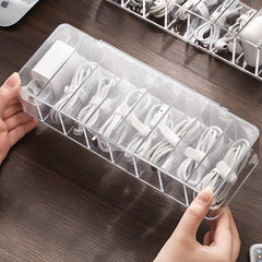 1pc Box Data Line Transparent Plastic Storage Box Cable Stationery Desk Makeup