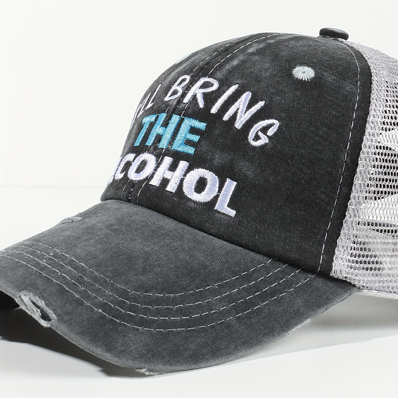 Alcohol Trucker Hat Distressed Baseball Cap for Women