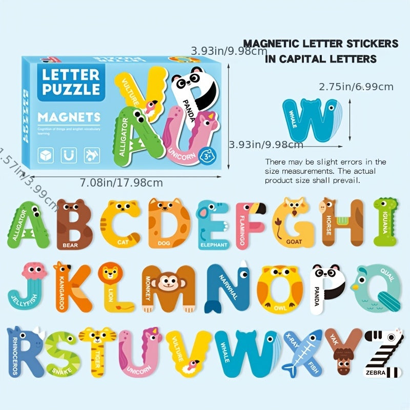 Magnetic Letter Number Learning Toy Preschool Math Counting Uppercase Animals Nu