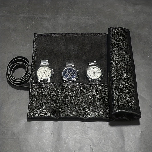 WESSLECO 6 Slot Leather Watch Roll Case Holder Portable Travel Organizer