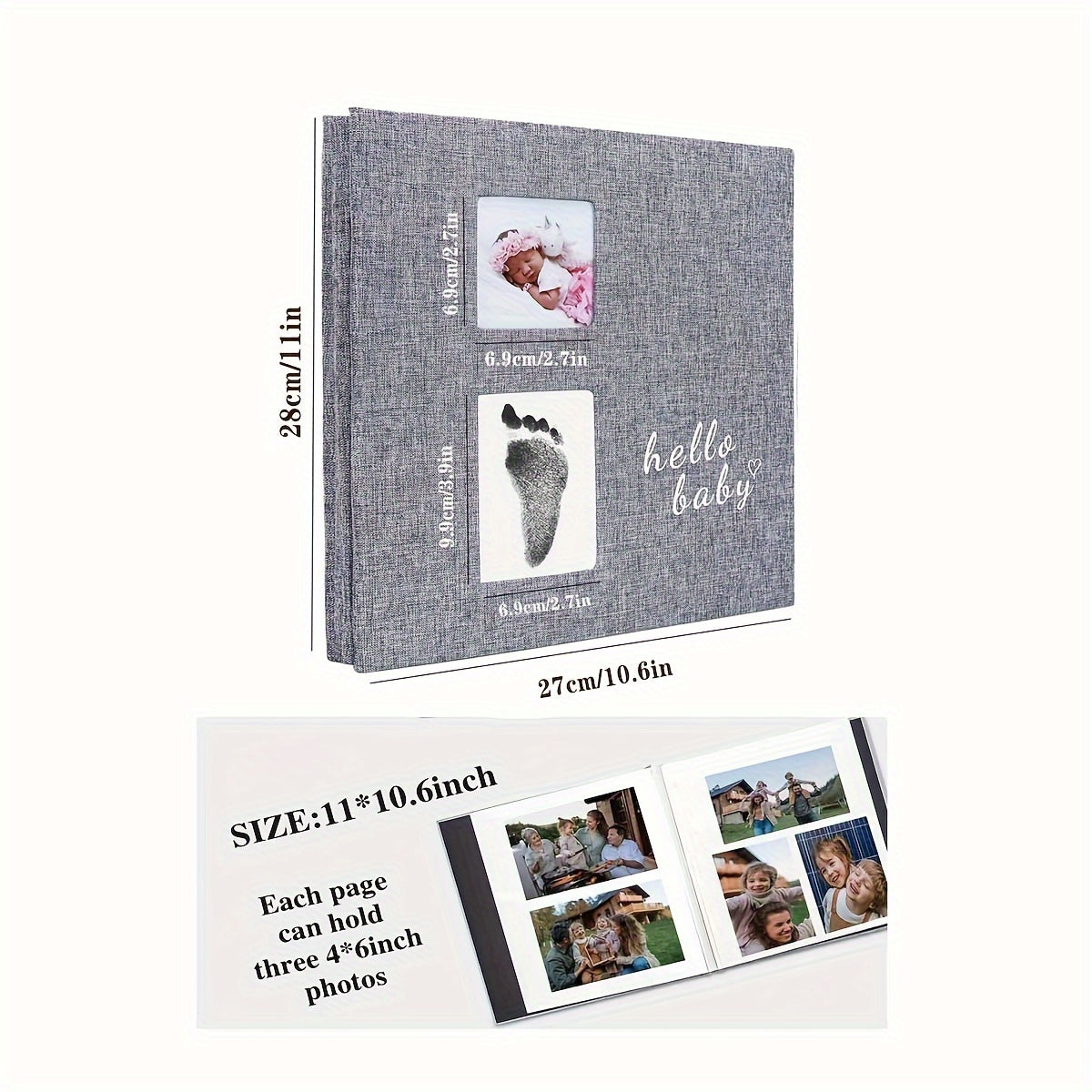 Children's Self-Adhesive Photo Album with Ink Pad and Pen