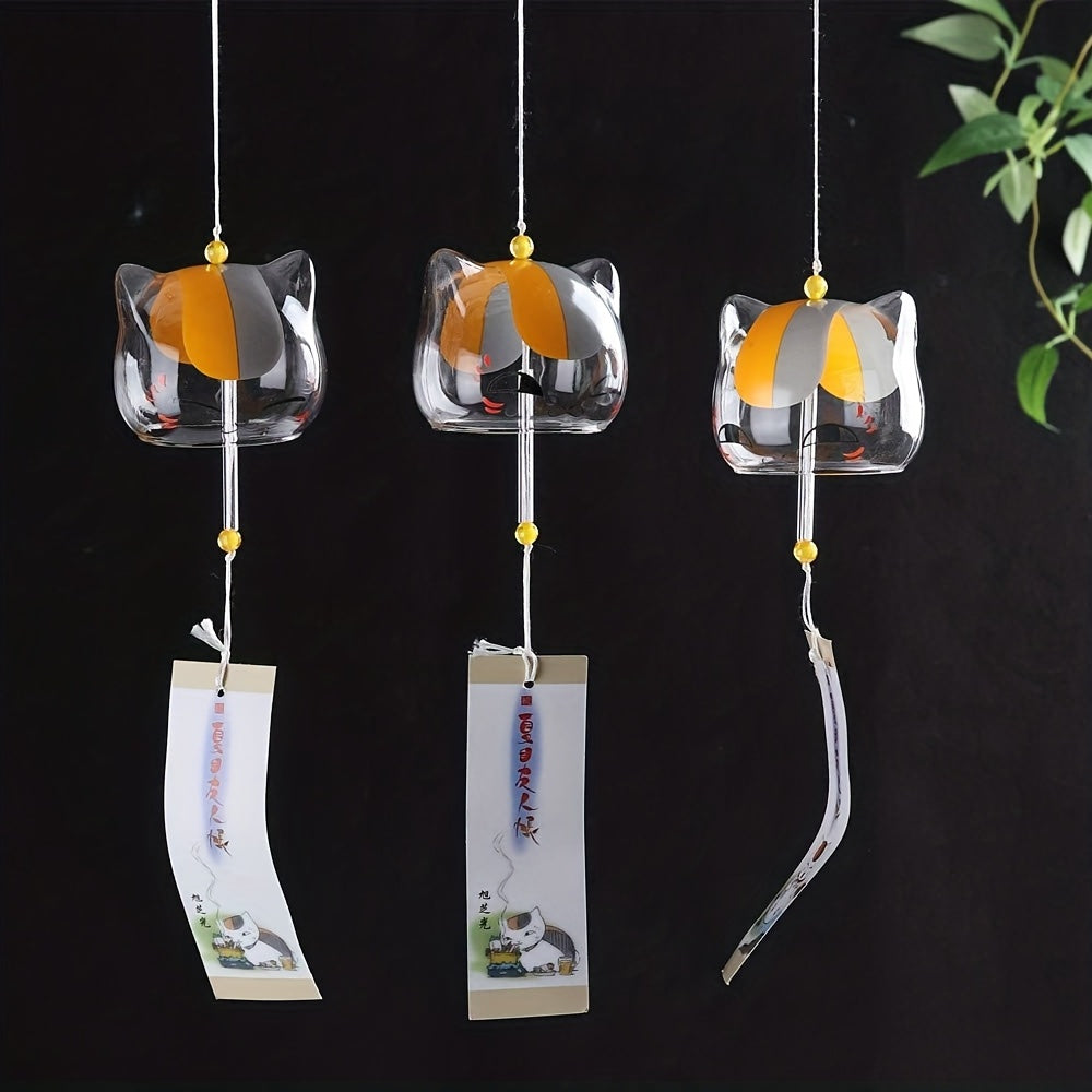 3pcs Japanese Cat Chimes Small Wind Bells Glass Pendant Home Decor