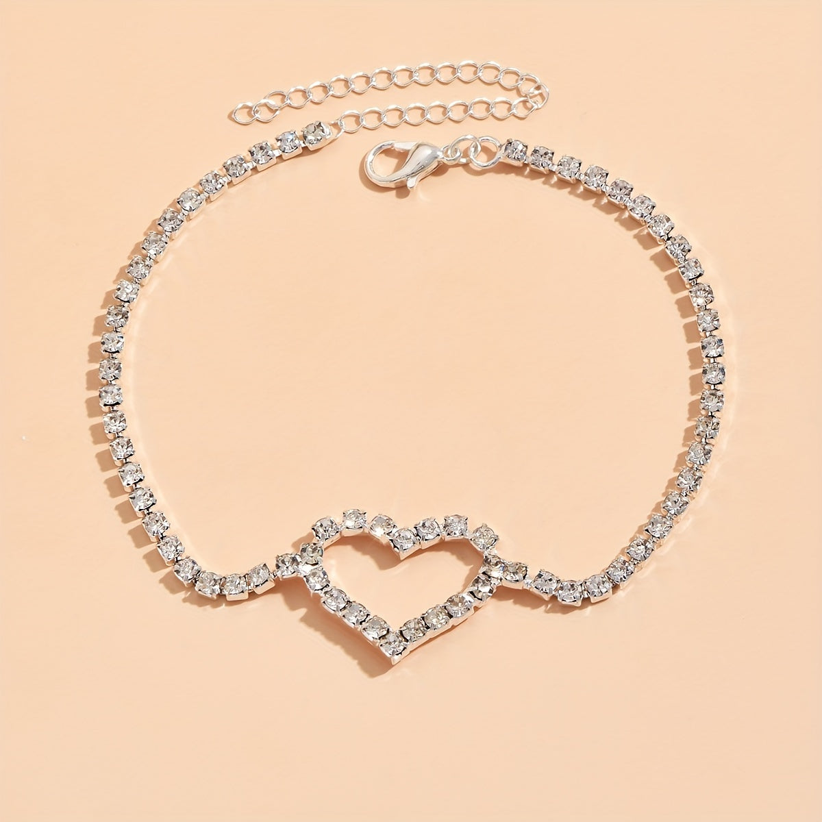 Rhinestone Chain Love Anklet Beach Silver Anklet